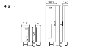 充電ボックス ELSEEV cabiの寸法図