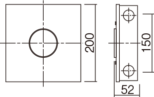 φ65タイプ埋込ボックス(モルタル施工用)の寸法図
