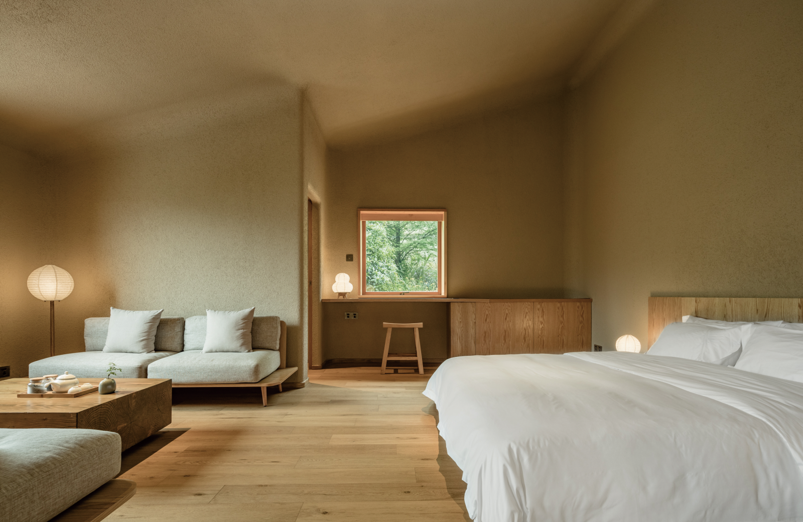 アーキデザインの商品が採用された中国にあるホテル「大山初里」の客室。