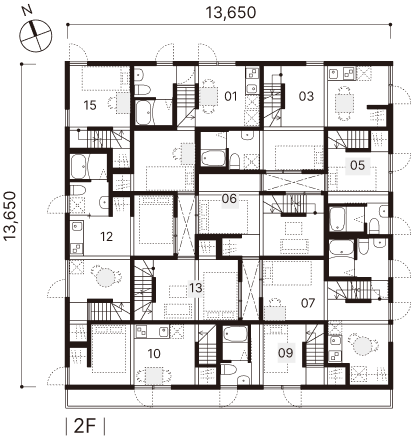 伊藤博之建築設計事務所の伊藤博之さんが設計した「ニシオギソウ」の2階の図面