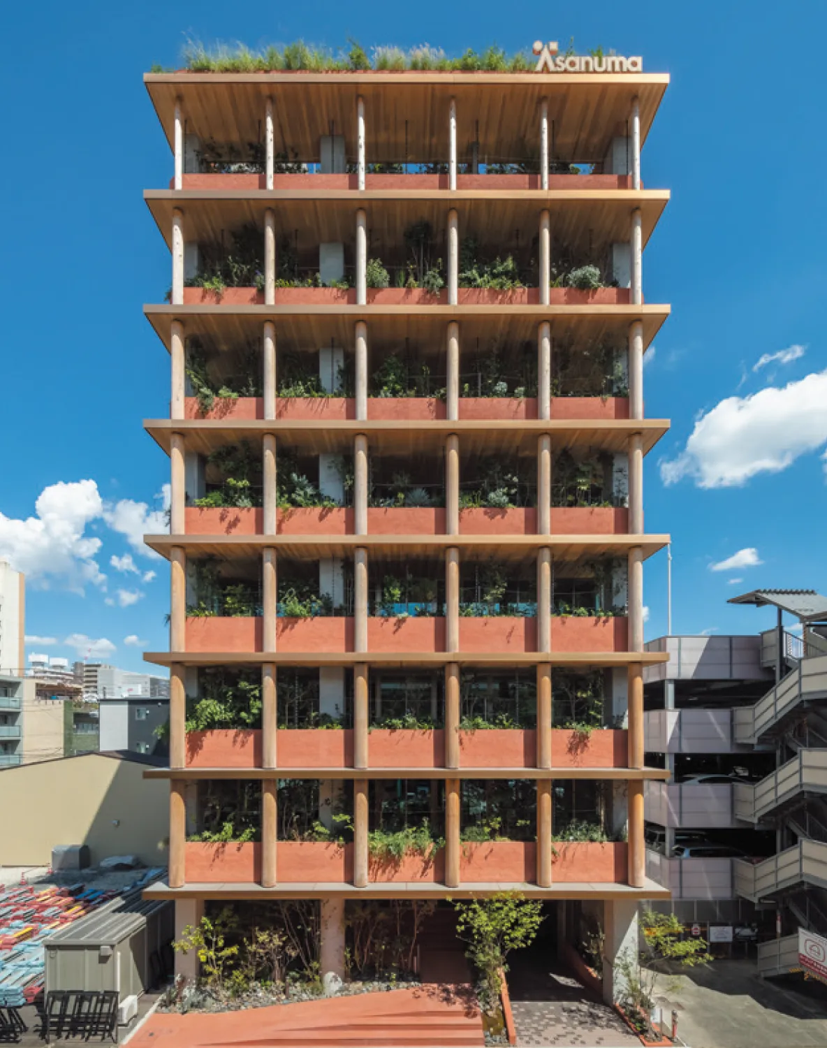 アーキデザインの商品が採用された「淺沼組名古屋支店PJ」の西面ファサード