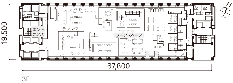 FLOOATの吉田裕美佳さんが設計した「三井物産都市開発 本社オフィス（内装）」の図面
