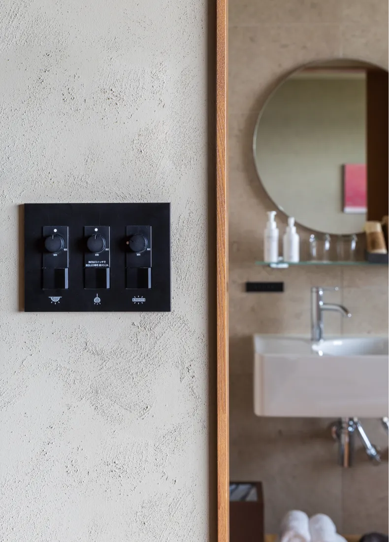 アーキデザインの商品が採用された「Kikka Hirado」のスイッチ