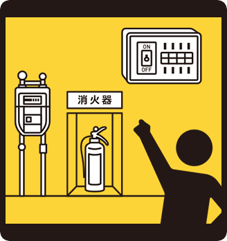 消化器、ブレーカー、ガスメーターの確認