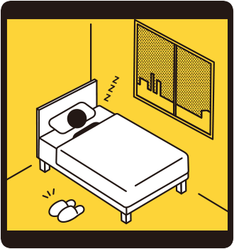 寝ている場所の近くにスリッパを