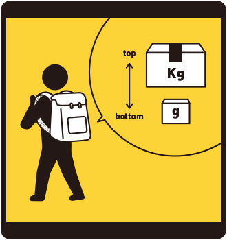 リュックで重いものは上に入れる