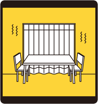 カーテンでガラス飛散防止