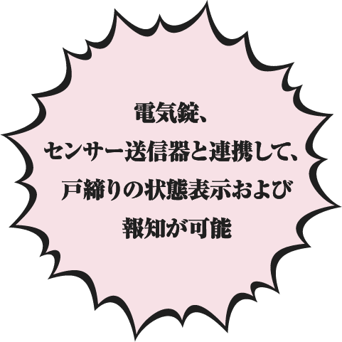 電気錠、センサー送信器と連携して、戸締りの状態表示および報知が可能