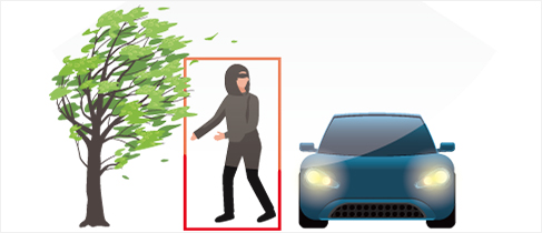 木のゆれや車のライトには反応せず「人」だけを検知