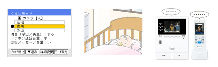 夜や赤ちゃんが寝ているときは「夜間モード」