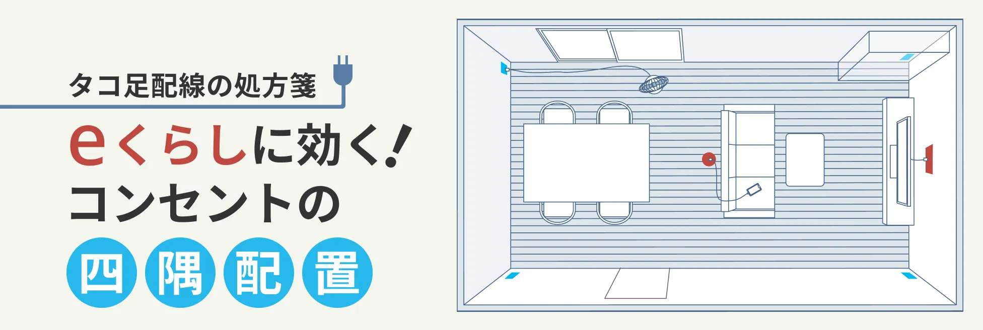 タコ足配線の処方箋 eくらしに効く！コンセントの「四隅配置」