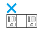 埋込接地シングルコンセント（WN1101など）は、器具ブロック正面から見て、左側に取り付けることはできません。