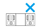 埋込接地シングルコンセント（WN1101など）は、器具ブロック正面から見て、右側に取り付けることはできません。
