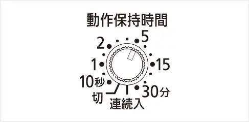 動作保持時間調整ツマミ