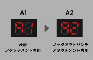 A1：圧着アタッチメント専用 A2：ノックアウトパンチアタッチメント専用