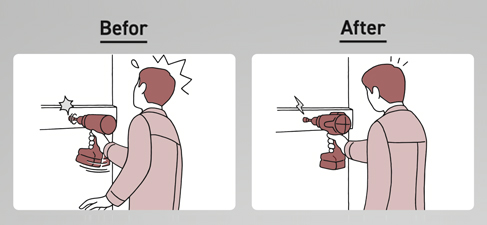 ドリルロック時停止機能で安心