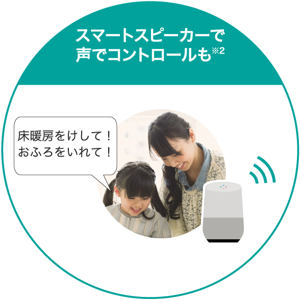 スマートスピーカーで声でコントロールも