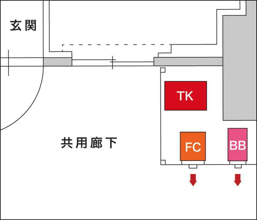 設置パターンイラスト：PS扉内設置（隣接設置）[標準タイプ]イメージ