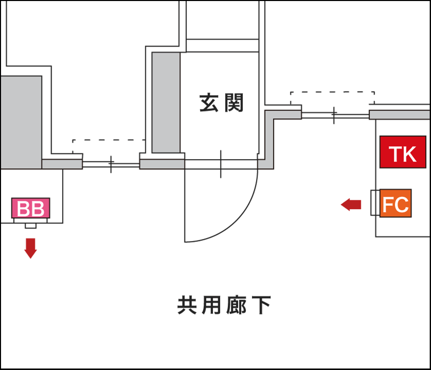 設置パターンイラスト：PS扉内設置（分離設置）[標準タイプ]イメージ
