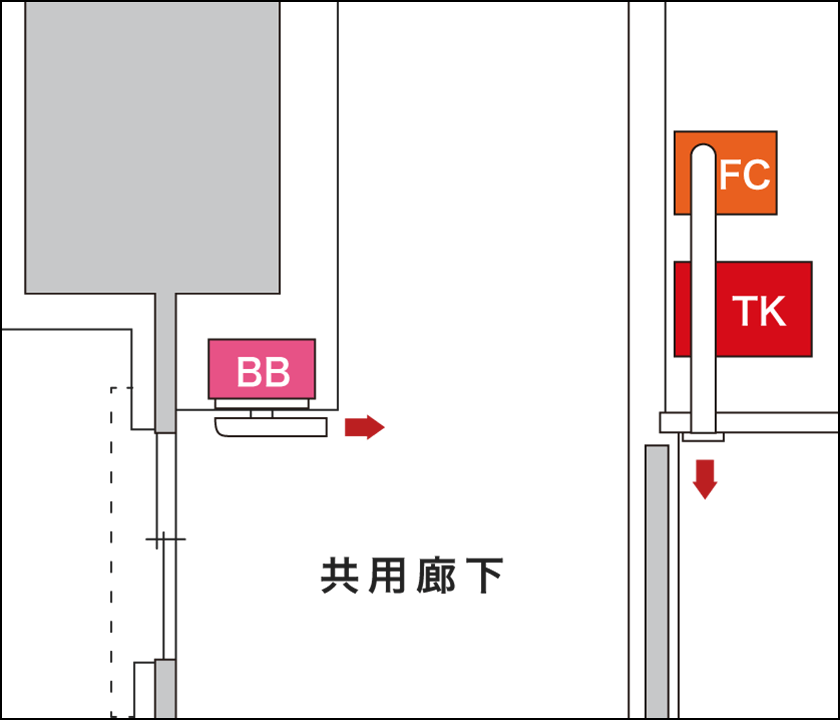 設置パターンイラスト：PS扉内設置（分離設置）[排気延長タイプ]イメージ