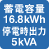 蓄電容量16.8kWh停電時出力5kVA