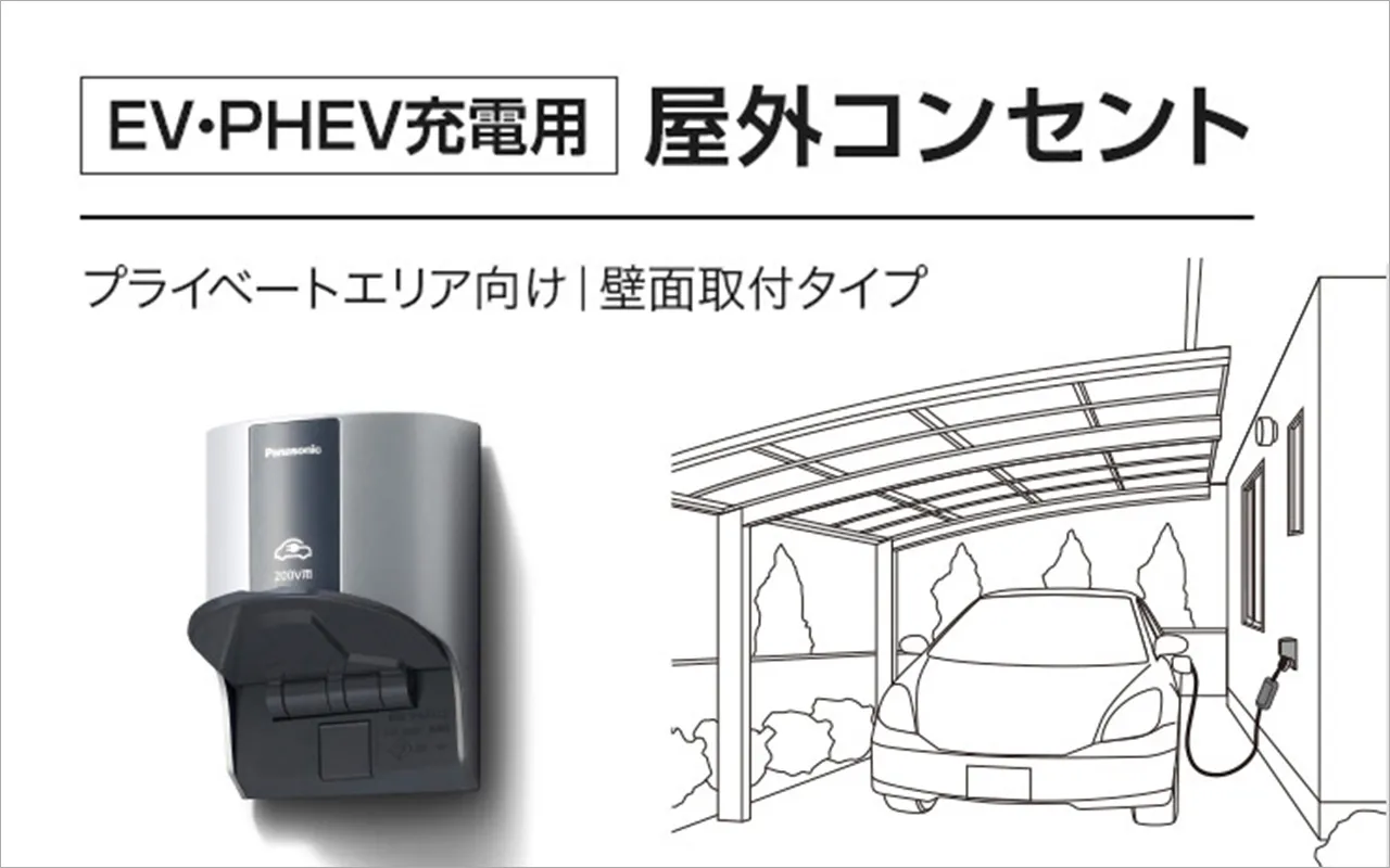 EV・PHEV充電用 屋外コンセント プライベート向け | 壁面取付タイプ