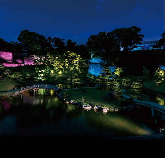 金沢城 玉泉院丸庭園 | ライトアップ演出用照明器具（LEDカラー演出照明）｜納入事例 |