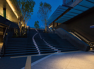 二子玉川ライズ 大階段ステップビジョン｜ライトアップ演出用照明器具（LEDカラー演出照明）｜納入事例 | 