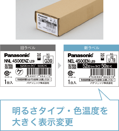 明るさタイプ・色温度を大きく表示変更