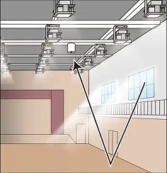 明るさセンサが昼光を検知しているイラスト