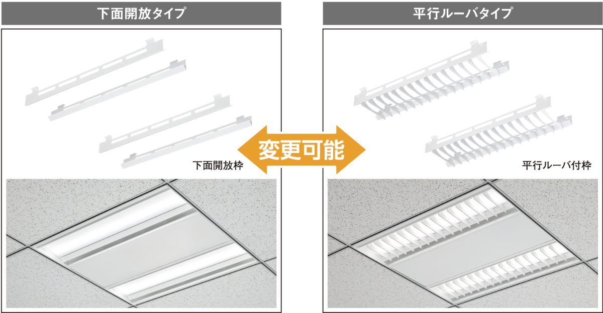 下面開放 平行ルーバタイプ 変更可能