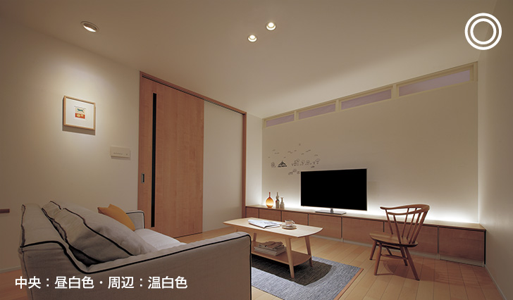 中央：昼白色・周辺：温白色