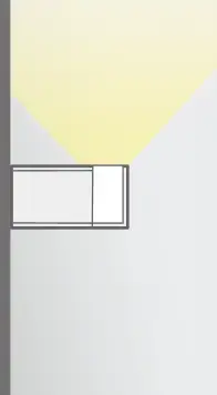 片面配光タイプ上向き設置の図