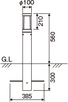 フットスタンドライト 全周配光タイプ寸法図