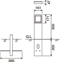 フットスタンドライト 両側ワイド配光タイプ寸法図