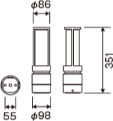 フットスタンドライト ルミロの寸法図