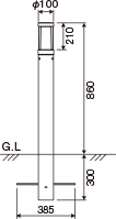 ローポールライト 全周配光タイプ寸法図