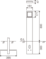 ローポールライト 両側ワイド配光寸法図