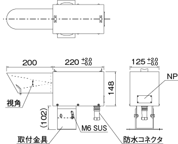 輝度測定方式（受光部）の寸法図