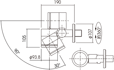 壁面取付専用タイプ（埋込）寸法図