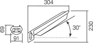 蛍光灯FHP32形相当アルミダイカストの寸法図