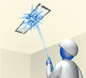 直接噴射で洗浄しているイメージ図