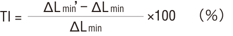 数式：TI=ΔLmin’-ΔLmin/ΔLmin×100(%)