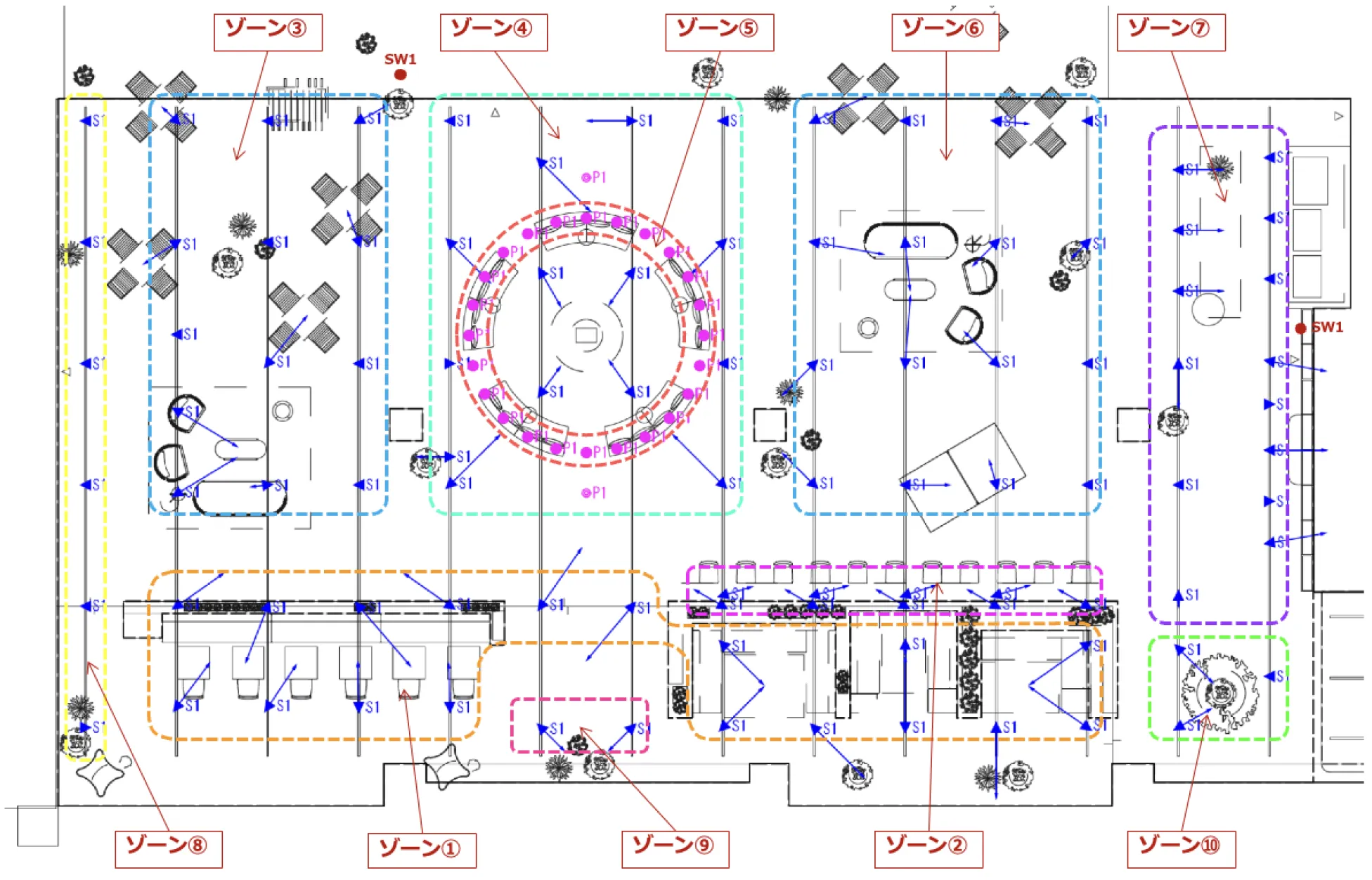 ゾーンごとの照明制御の画像