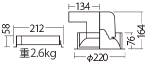 プレーン（一般タイプ）LED1000形 Φ200 の寸法図