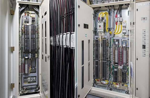 名古屋大学 理学館・理学南館および常葉大学附属常葉中学校・高等学校における、フル2線式リモコンによる照明制御用分電盤。