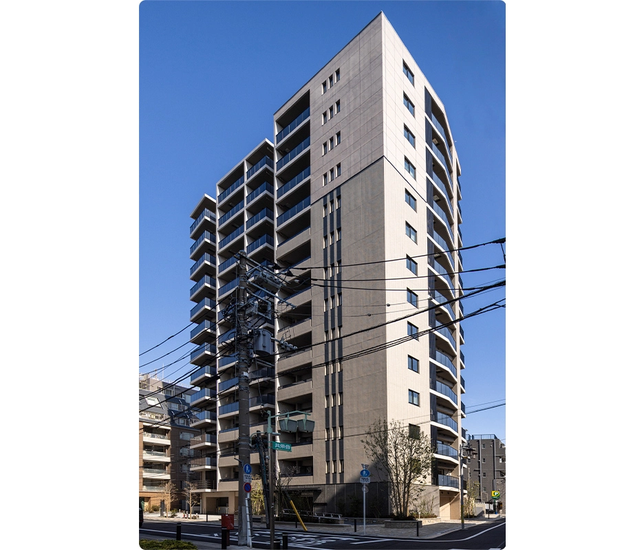 三菱レジデンス「ザ・パークハウス 品川荏原中延」地上14階・地下1階建てマンション外観