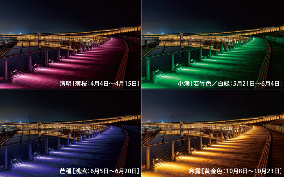 大屋根リング屋上のスカイウォークの二十四節気に沿った照明演出