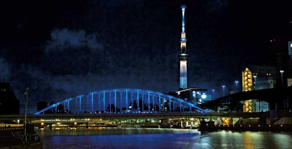 【毎正時】四神の玄武（北）を表す紫色のライトアップ