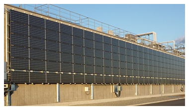 太陽光パネルの電力を排水設備に利用。